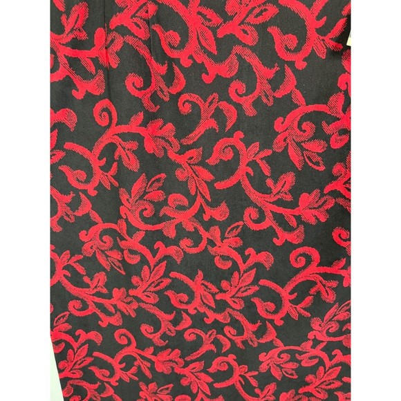 Briggs New York Dark Red Black Print Maxi Skirt Slit in the Back Size 12 Petite - Picture 2 of 13